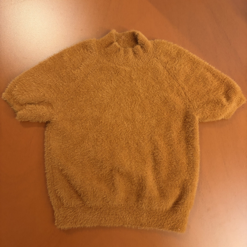 Pilcro Mock-Neck Eyelash Sweater In Honey, Size XS